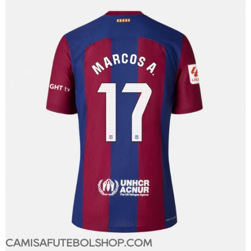 Camisa de time de futebol Barcelona Marcos Alonso #17 Replicas 1º Equipamento Feminina 2023-24 Manga Curta